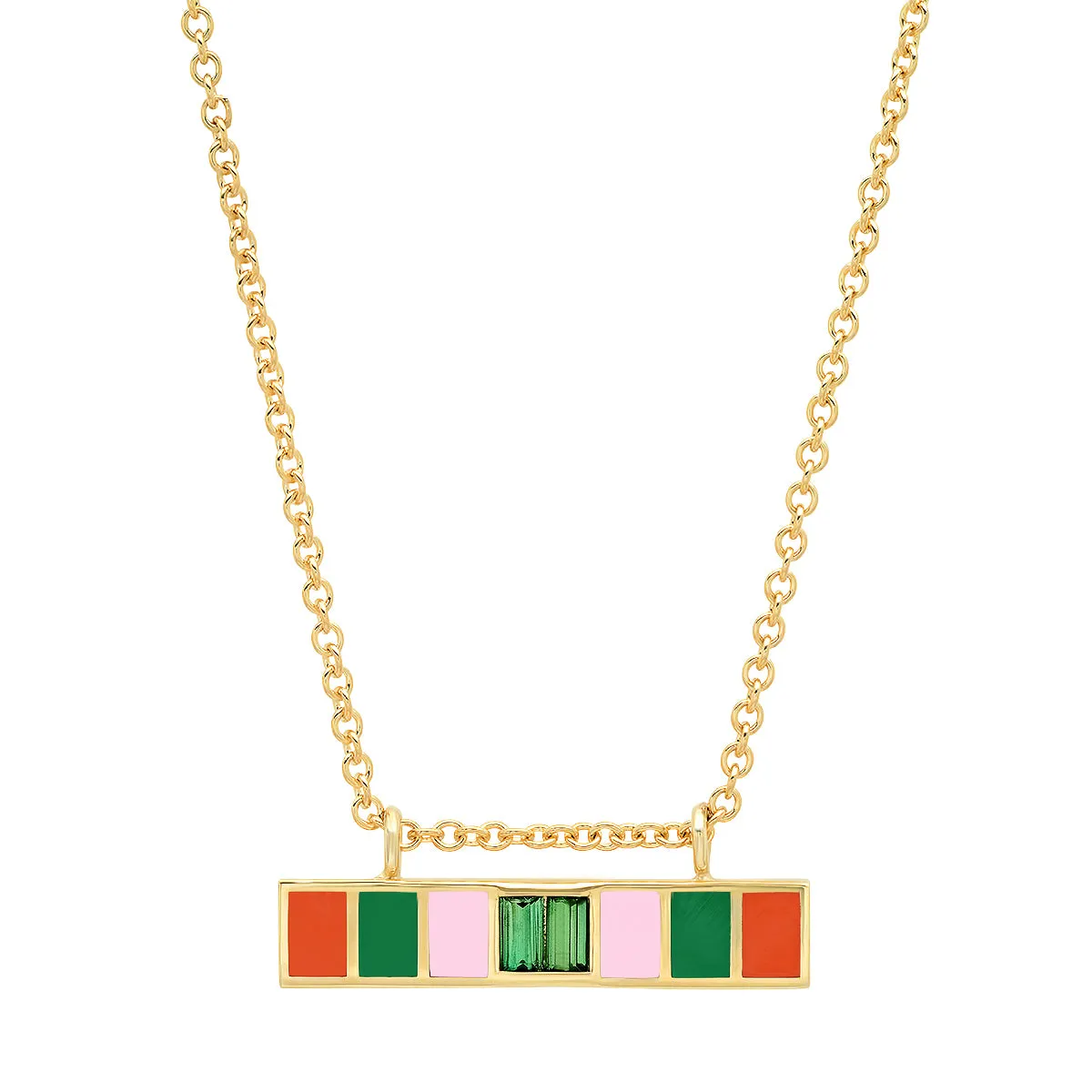 Loren Green Sapphire Enamel Bar Necklace