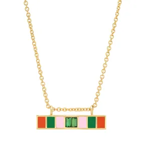 Loren Green Sapphire Enamel Bar Necklace