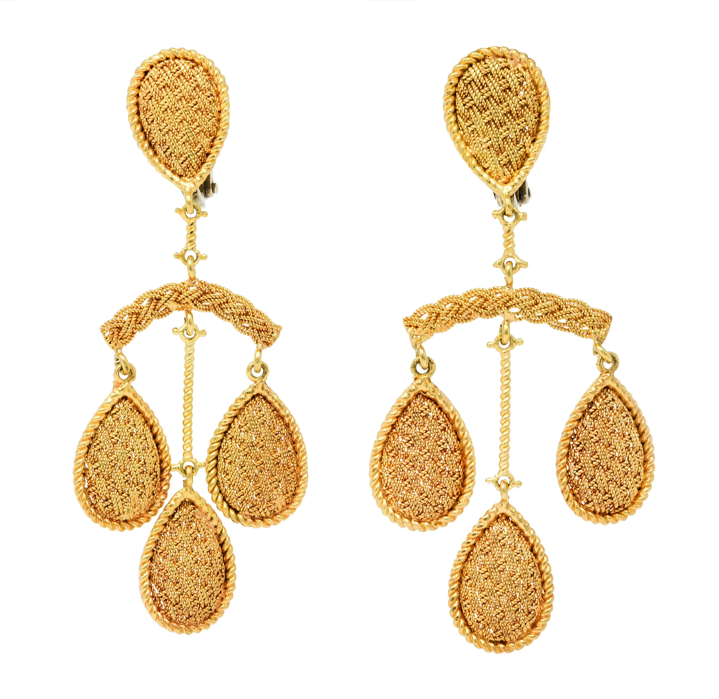 Vintage 18K Gold Chandelier Earrings