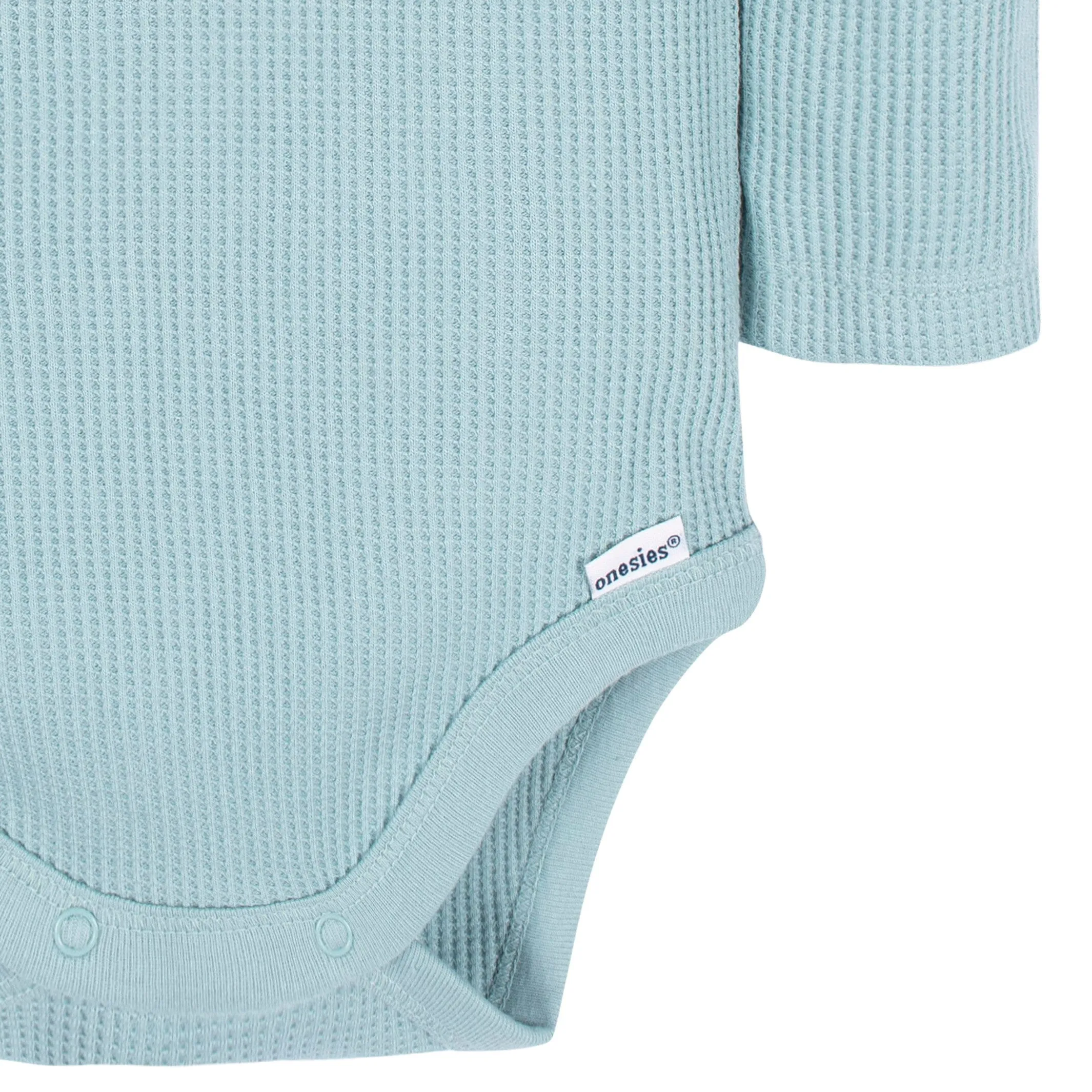 2-Pack Baby Boys Blue and Ivory Long Sleeve Henley Onesies Bodysuits