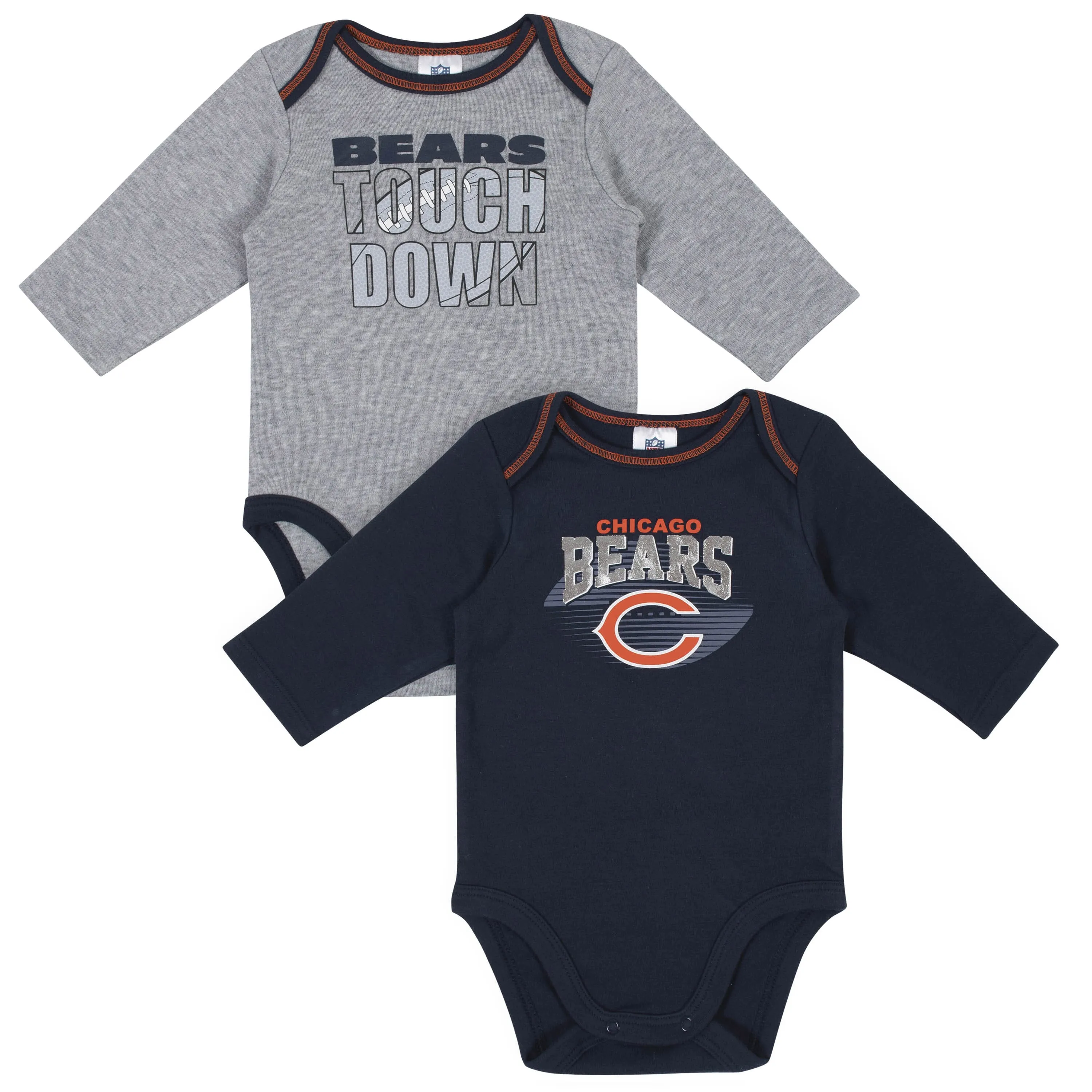 2 Pack Baby Boys Chicago Bears Long Sleeve Bodysuits