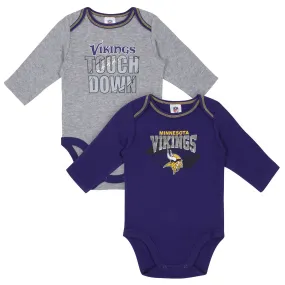 2 Pack Baby Boys Minnesota Vikings Long Sleeve Bodysuits