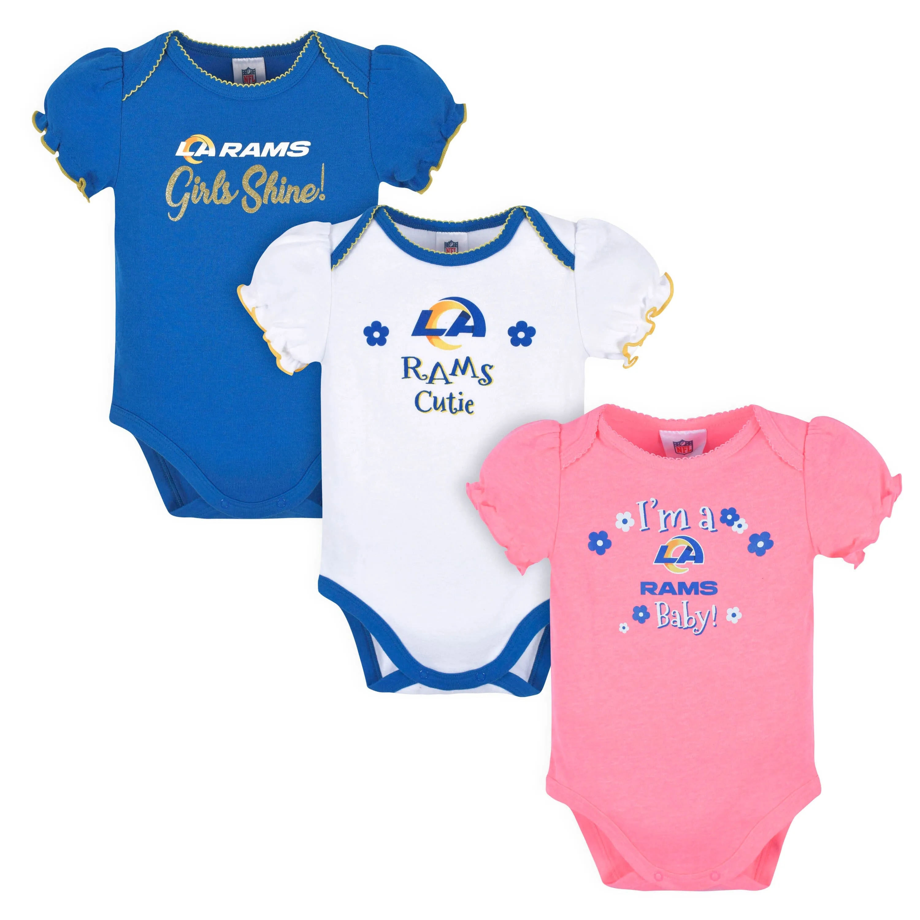 Rams Short Sleeve Bodysuits 3-Pack Baby Girls Shop