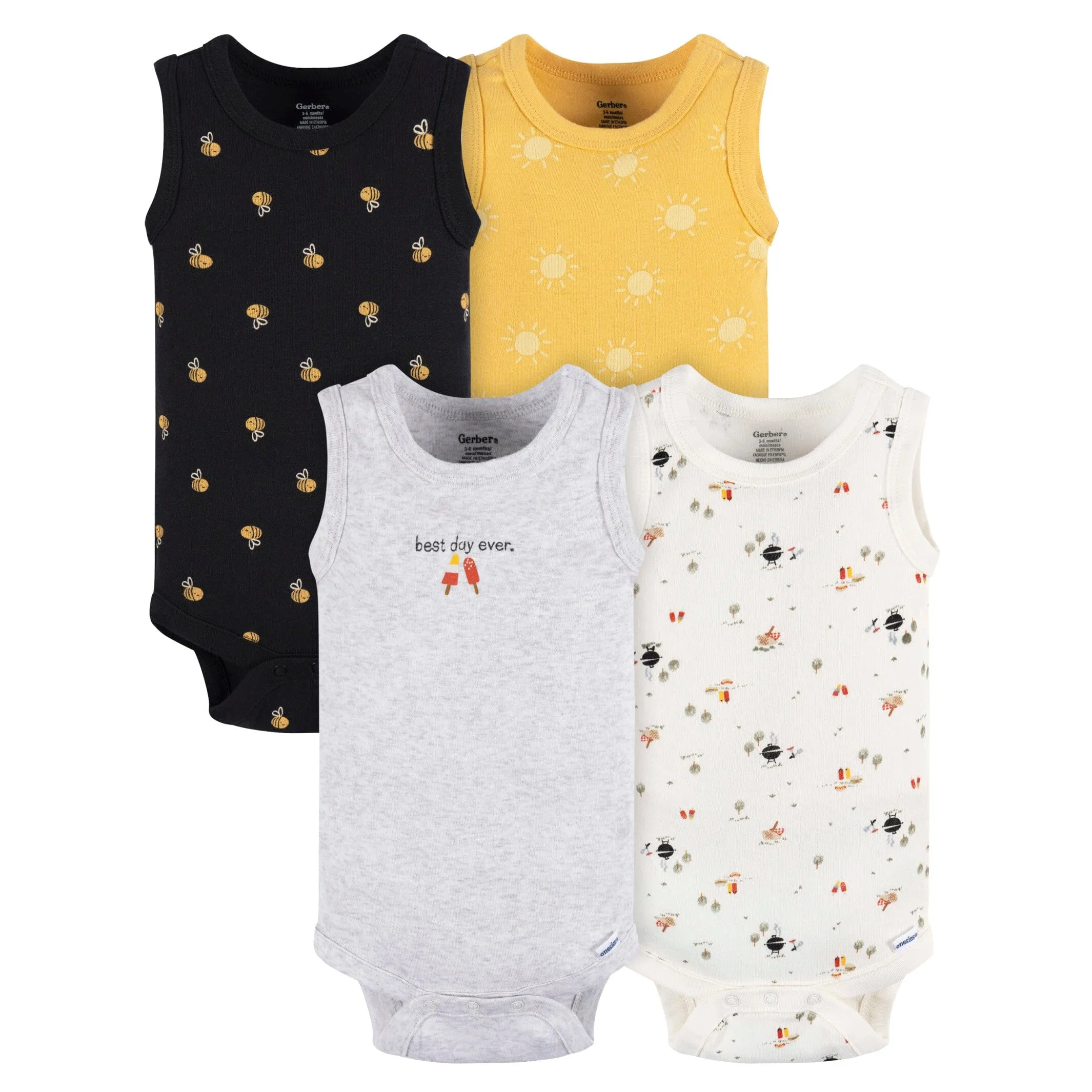 4-Pack Backyard BBQ Sleeveless Baby Boys Bodysuits