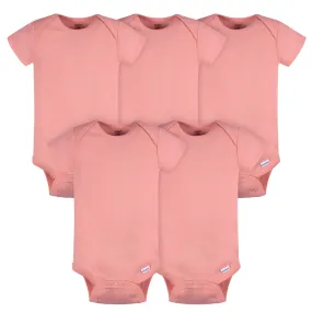 5-Pack Mauve Pink Short Sleeve Baby Girls Bodysuits