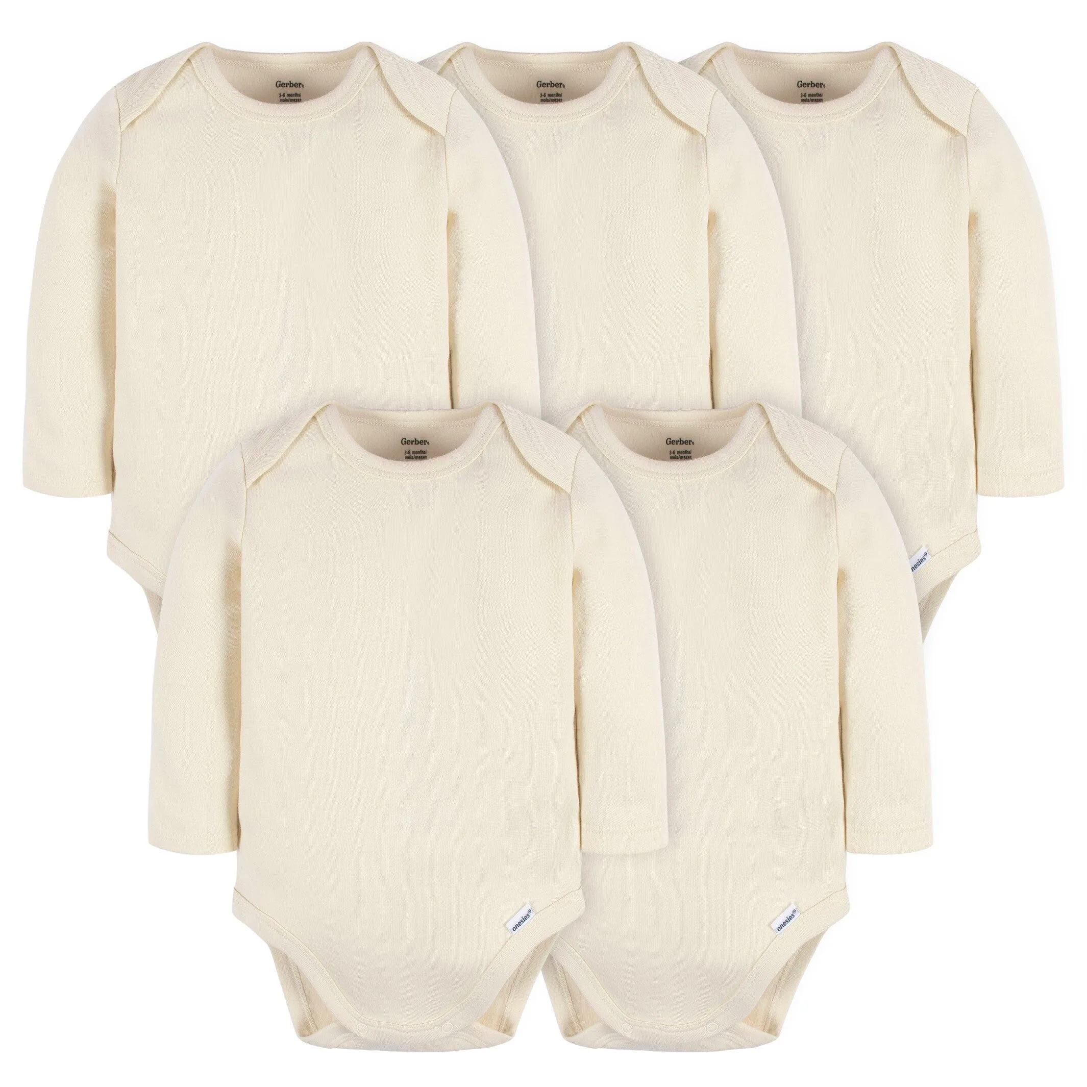 Baby Natural Premium Long Sleeve Onesies Bodysuits 5-Pack