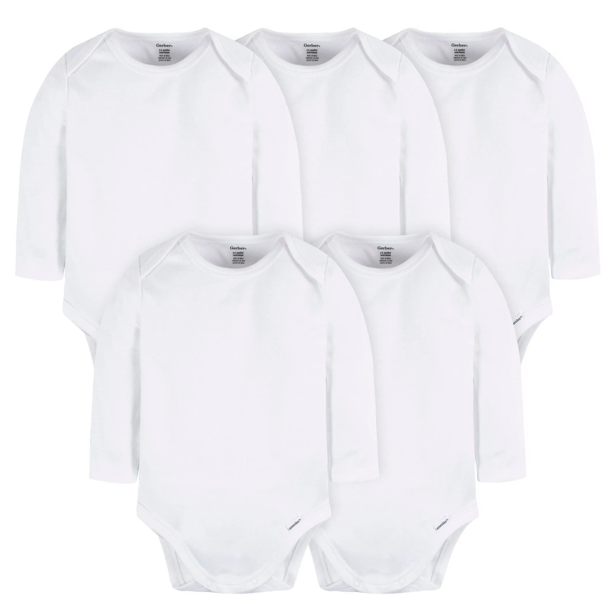 Premium White Long Sleeve Onesies 5-Pack Baby Bodysuits