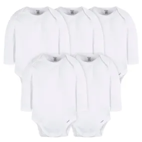 Premium White Long Sleeve Onesies 5-Pack Baby Bodysuits