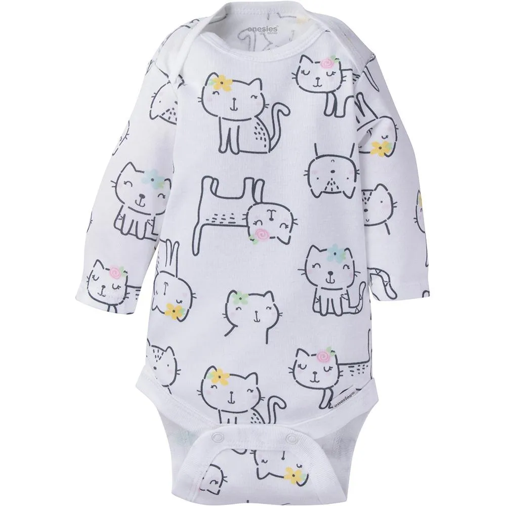 6-Pack Baby Girl Long Sleeve Kitty Brand Onesies Bodysuits