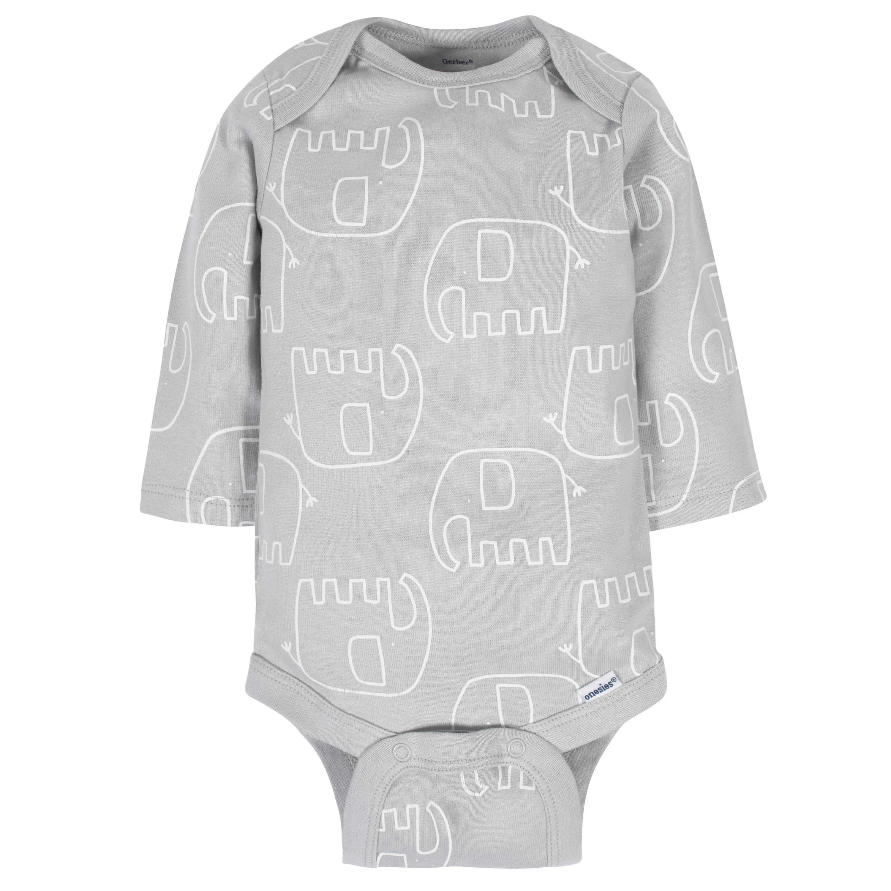 6-Pack Baby Neutral Animals Long Sleeve Onesies