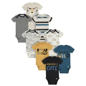 8-Pack Tiger Onesies Baby Boys Bodysuits