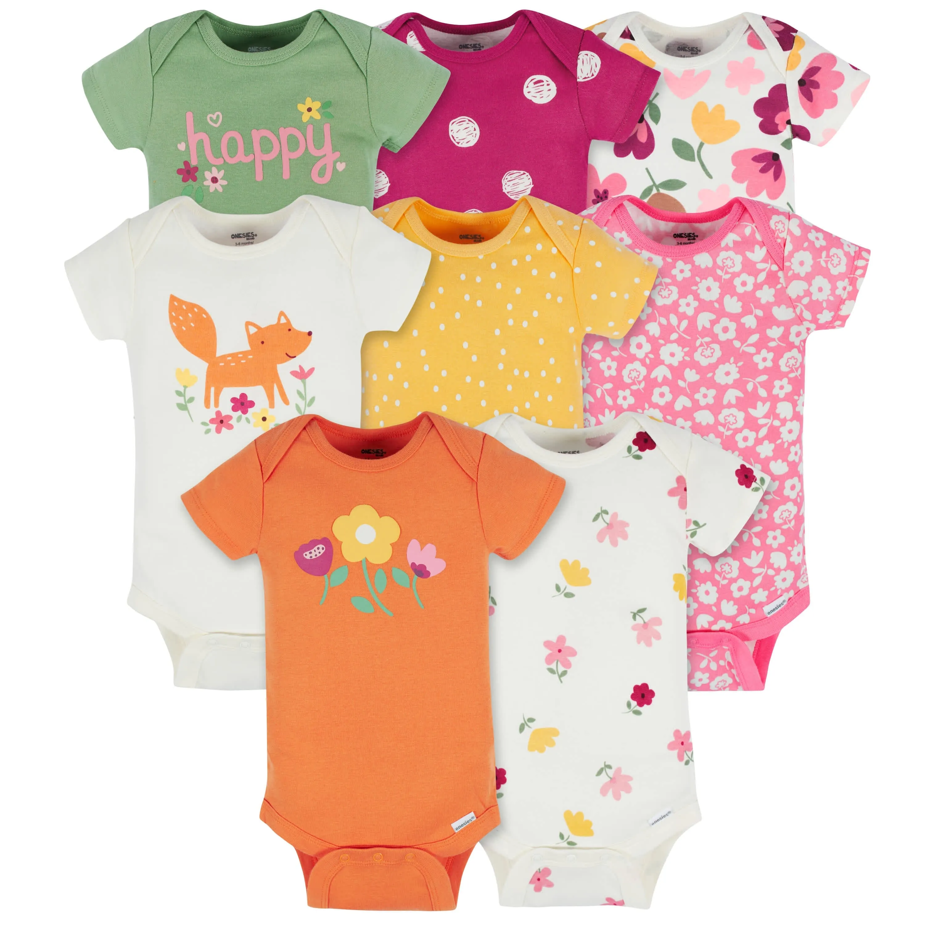 Floral Fox Short Sleeve Onesies Bodysuits 8-Pack Baby Girls Shop