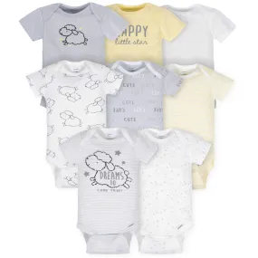 8-Pack Neutral Sheep Short Sleeve Baby Onesies Bodysuits