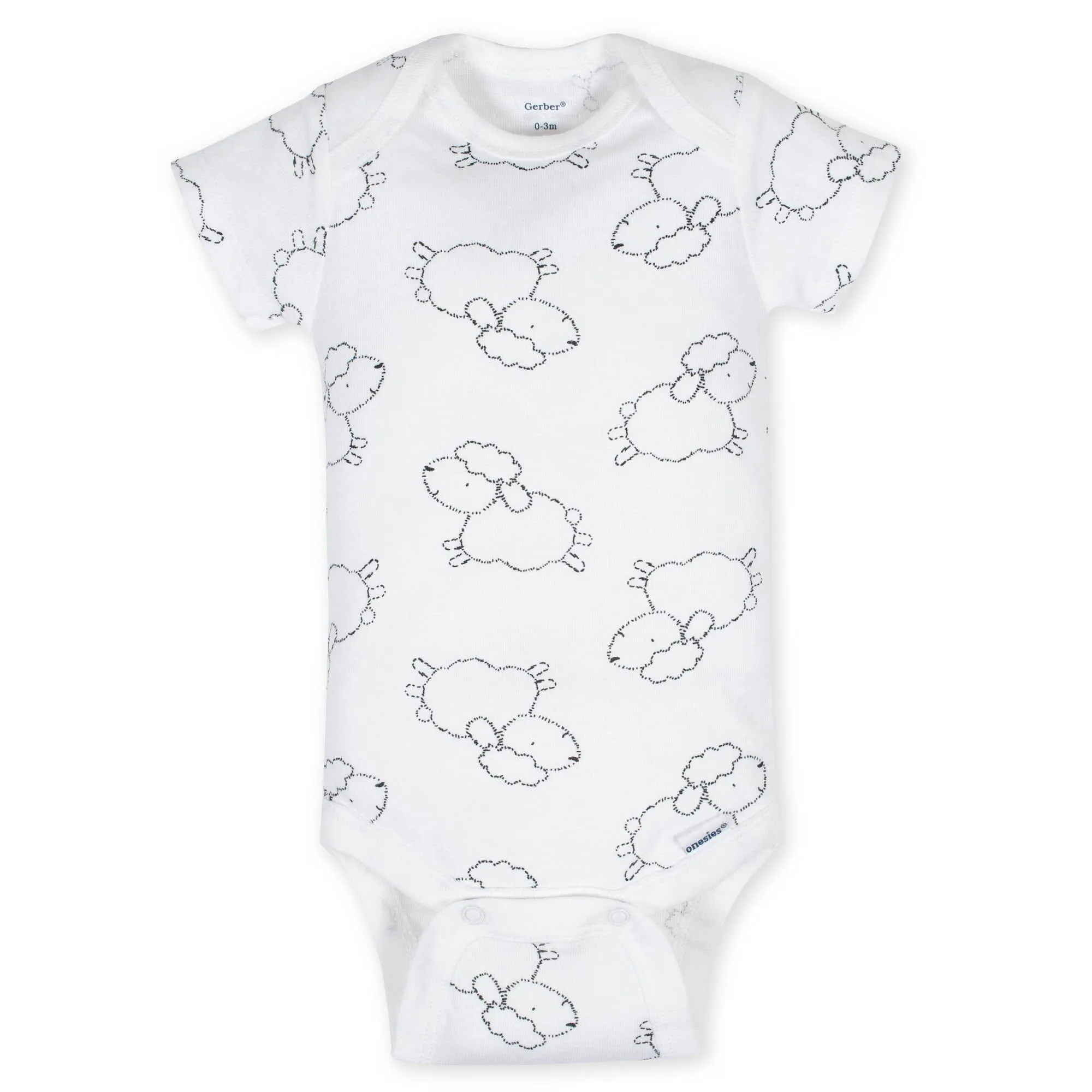 8-Pack Neutral Sheep Short Sleeve Baby Onesies Bodysuits