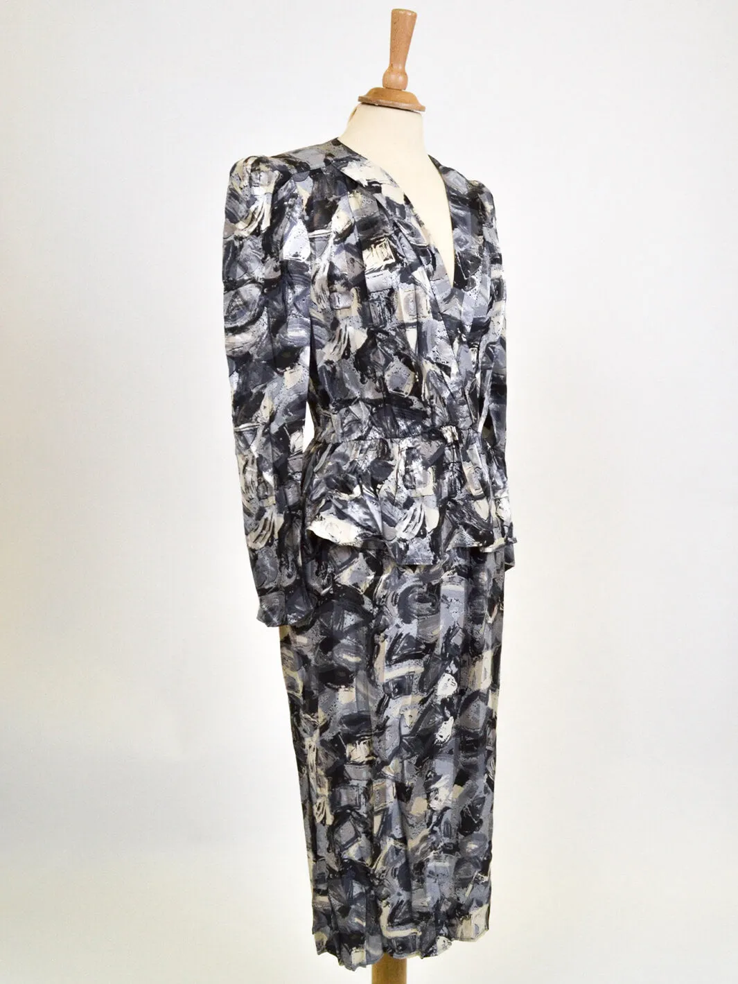 Gray 80s Patterned Dress