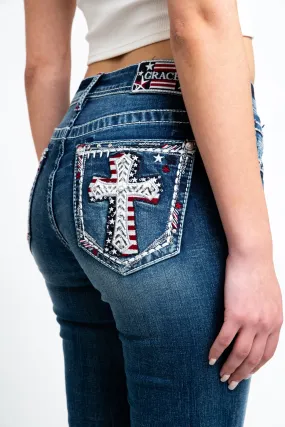 Mid Rise Capri with Americana/Cross Modify Embellishment