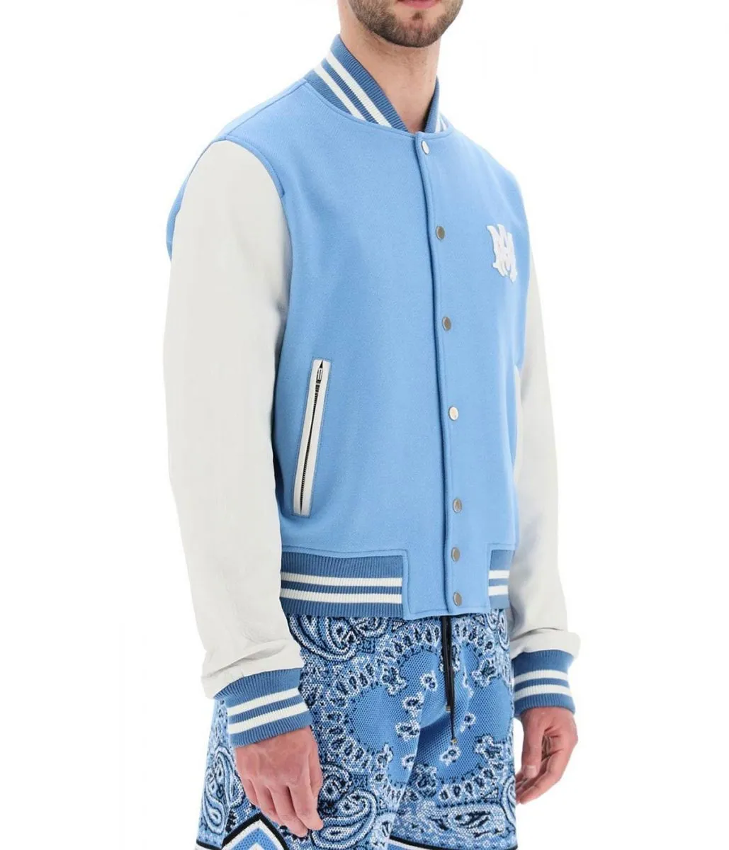 Amiri Blue and White Letterman Jacket