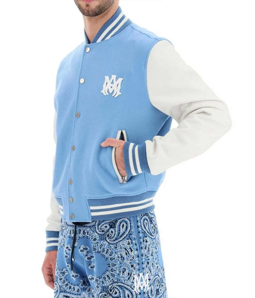 Amiri Blue and White Letterman Jacket