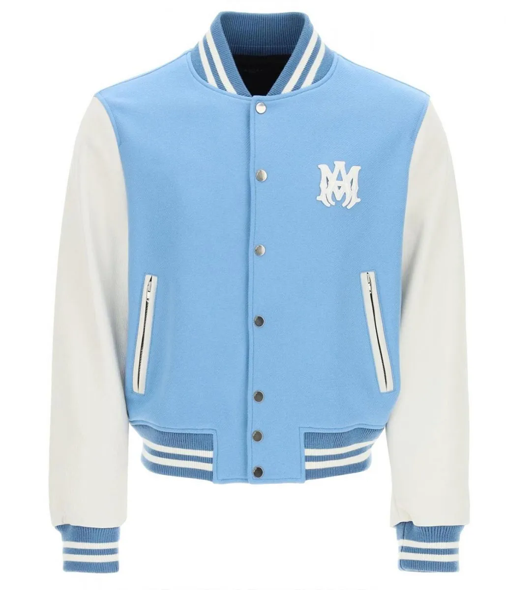 Amiri Blue and White Letterman Jacket