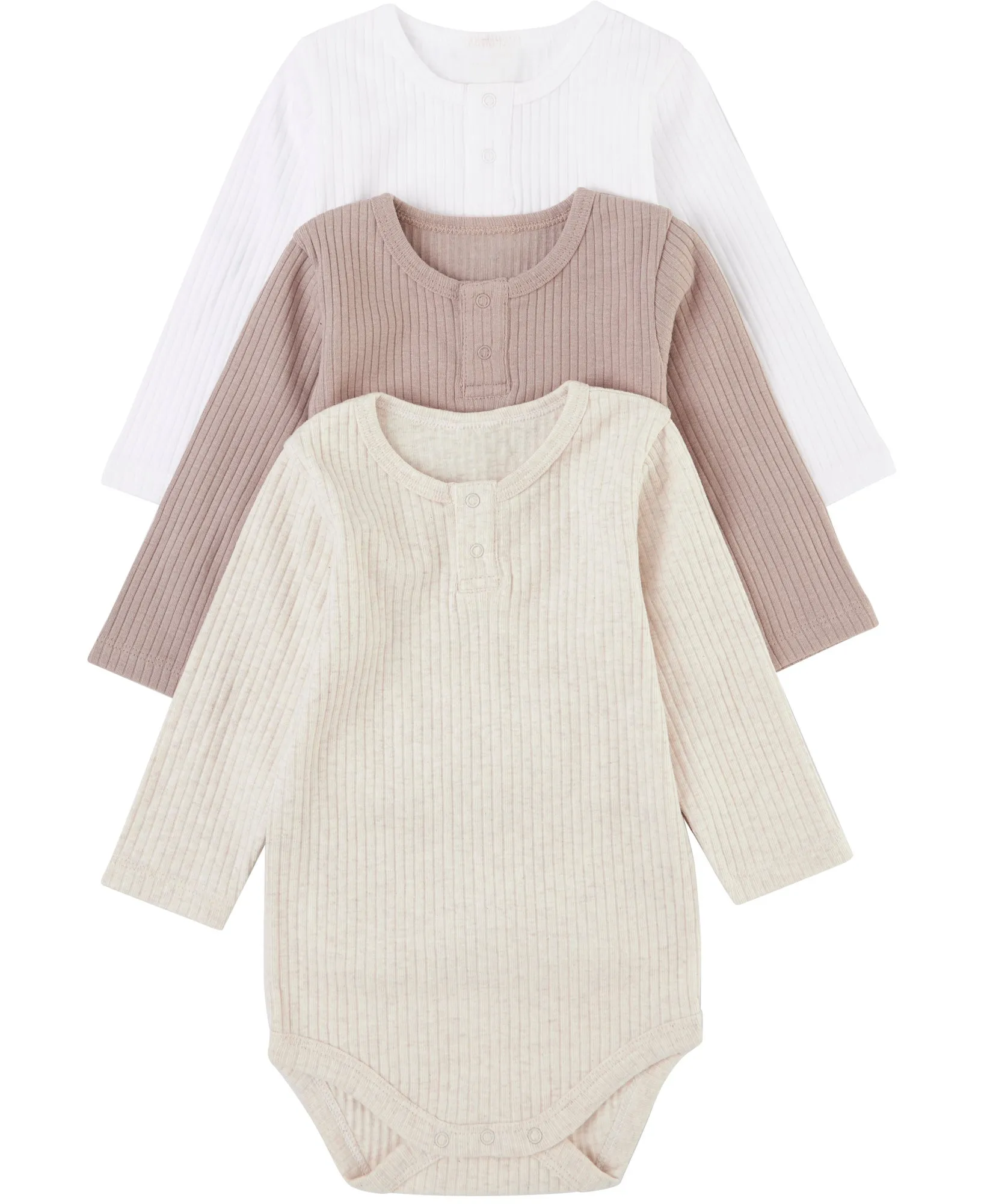 Babies Organic Cotton White/oat Marle/atmosphere Bodysuits | Postie