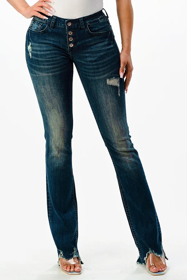 Button-Fly Bootcut Jeans