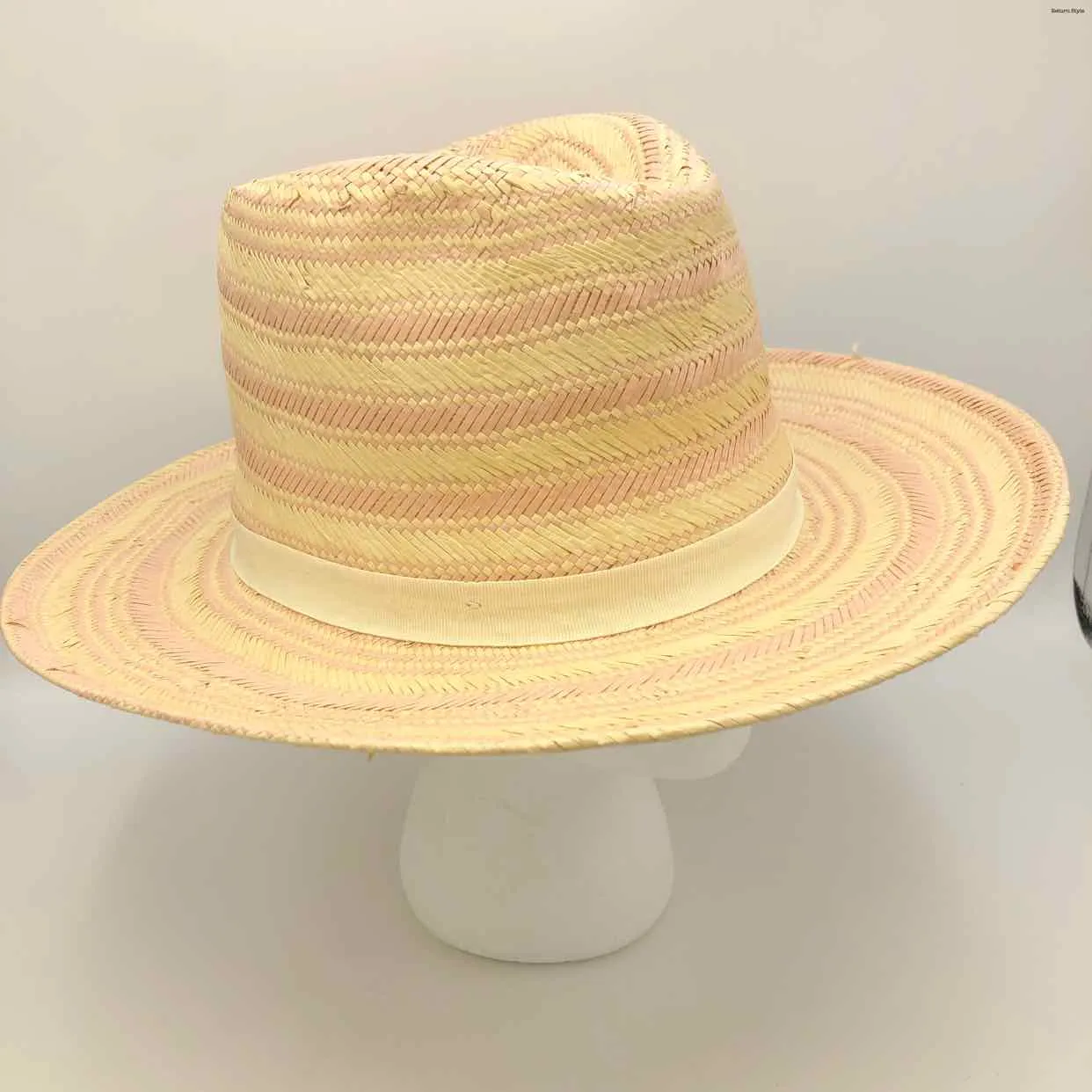 Beige Pink Straw Stripe Hat - WYETH