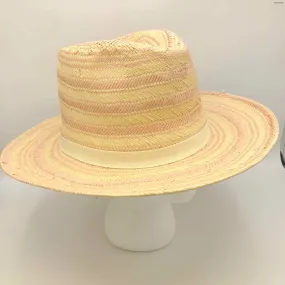 Beige Pink Straw Stripe Hat - WYETH