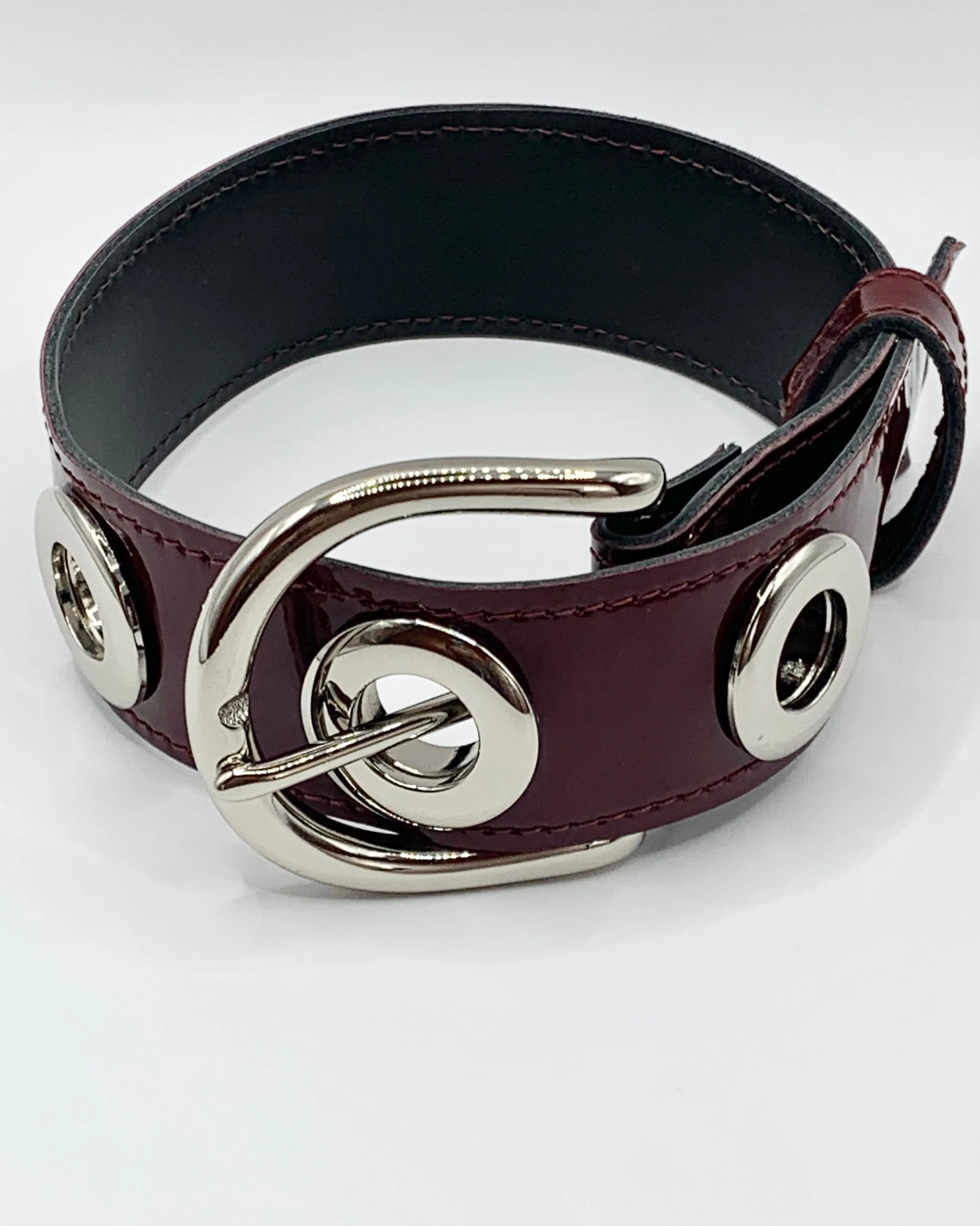 Patent Buckle Choker in Oxblood by SJ X DBD