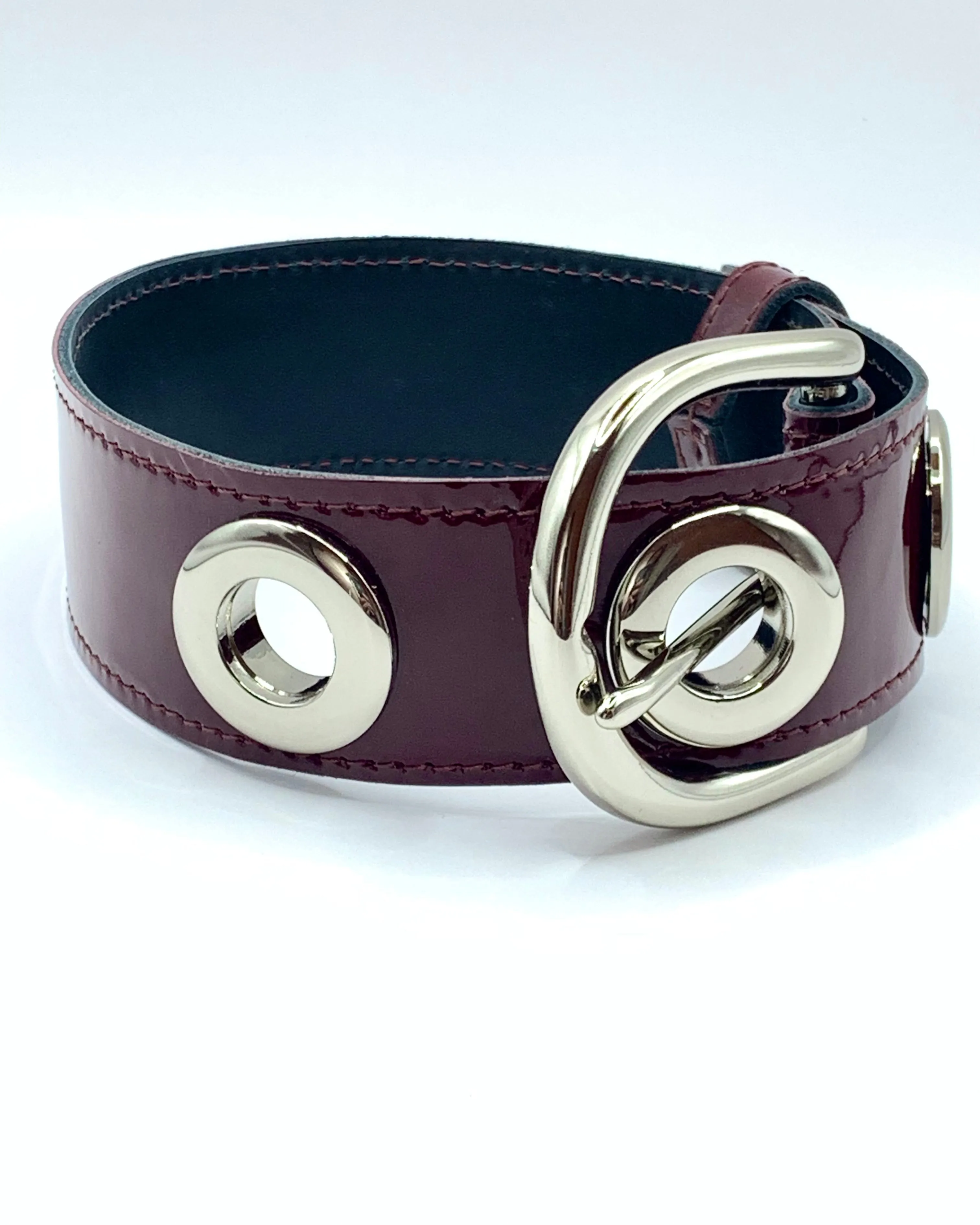 Patent Buckle Choker in Oxblood by SJ X DBD