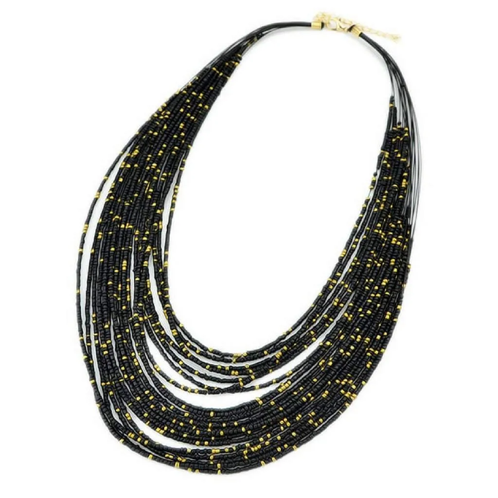 Black Gold Seed Bead Necklace