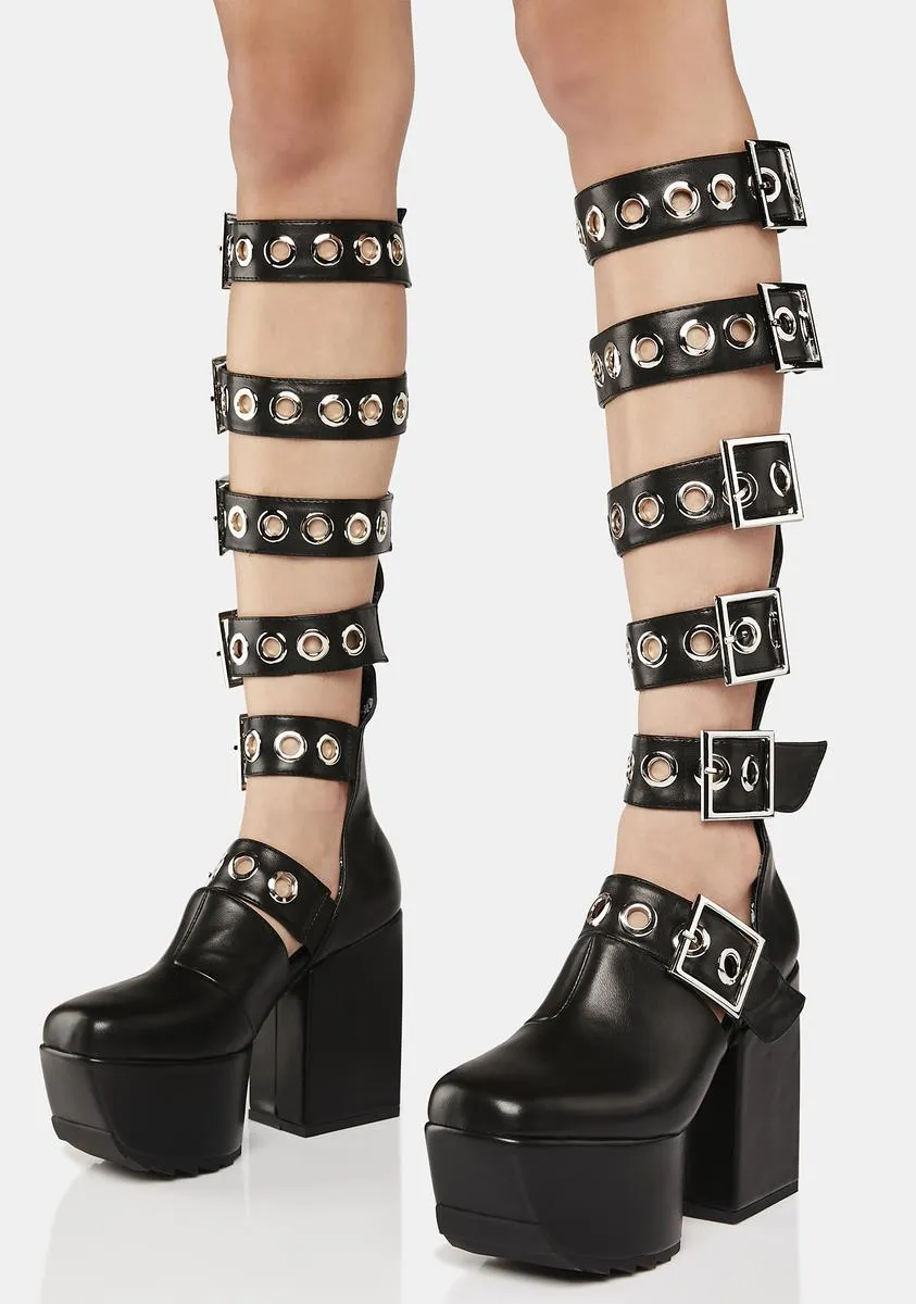 Black Barbarian Platform Knee-High Boots