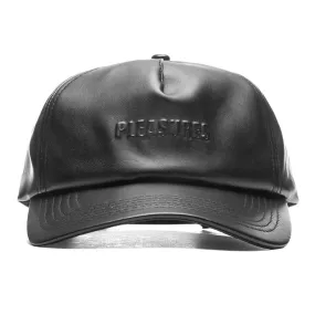 Black Debossed Vegan Leather 5 Panel Hat