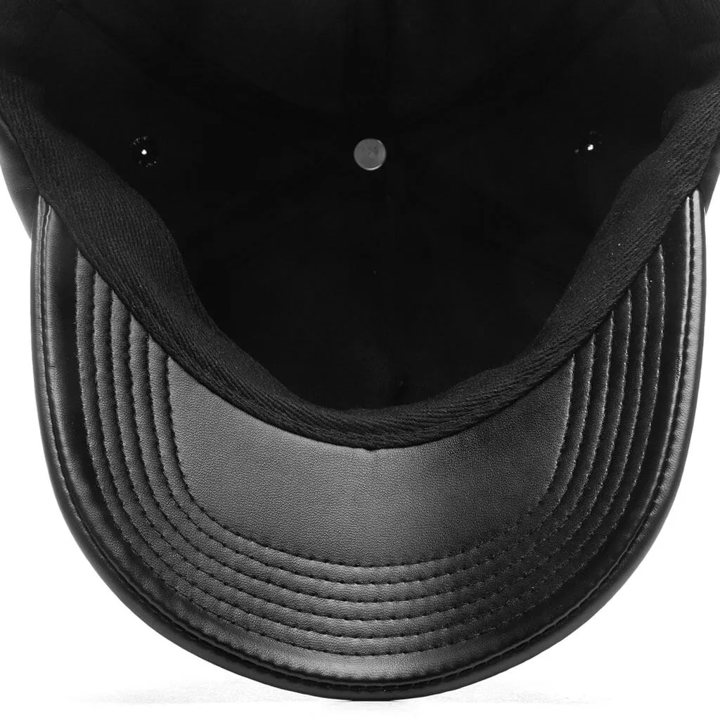 Black Debossed Vegan Leather 5 Panel Hat