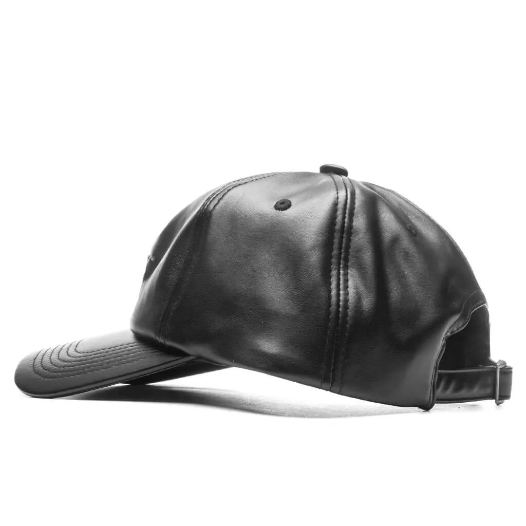 Black Debossed Vegan Leather 5 Panel Hat