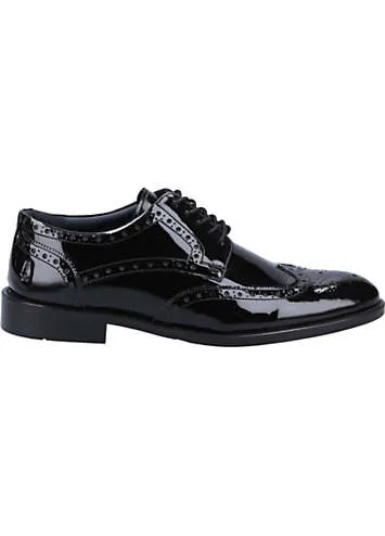 Black Dustin Brogue Patent Shoes by Hush Puppies