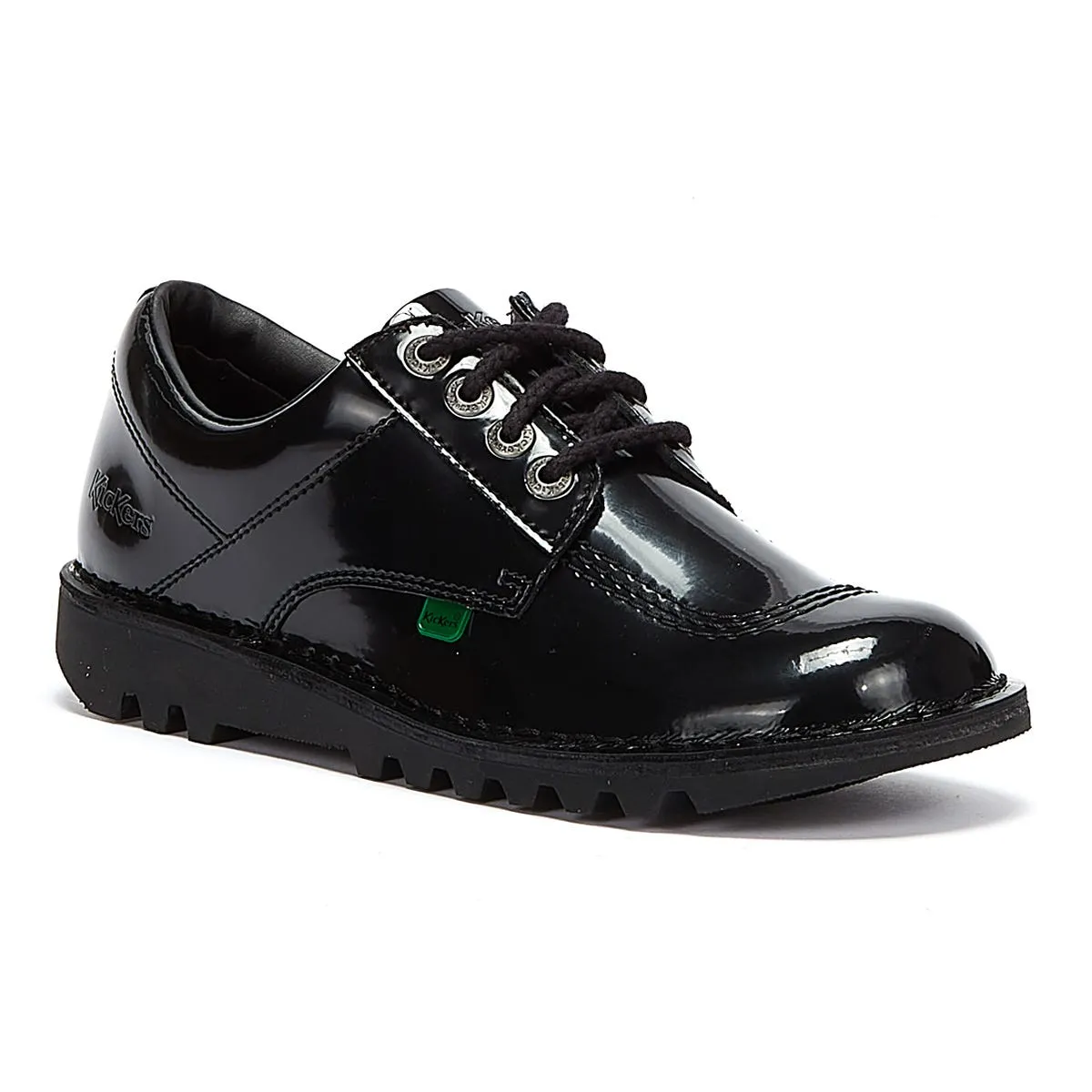 Black Patent Kick Lo Shoes by Kickers