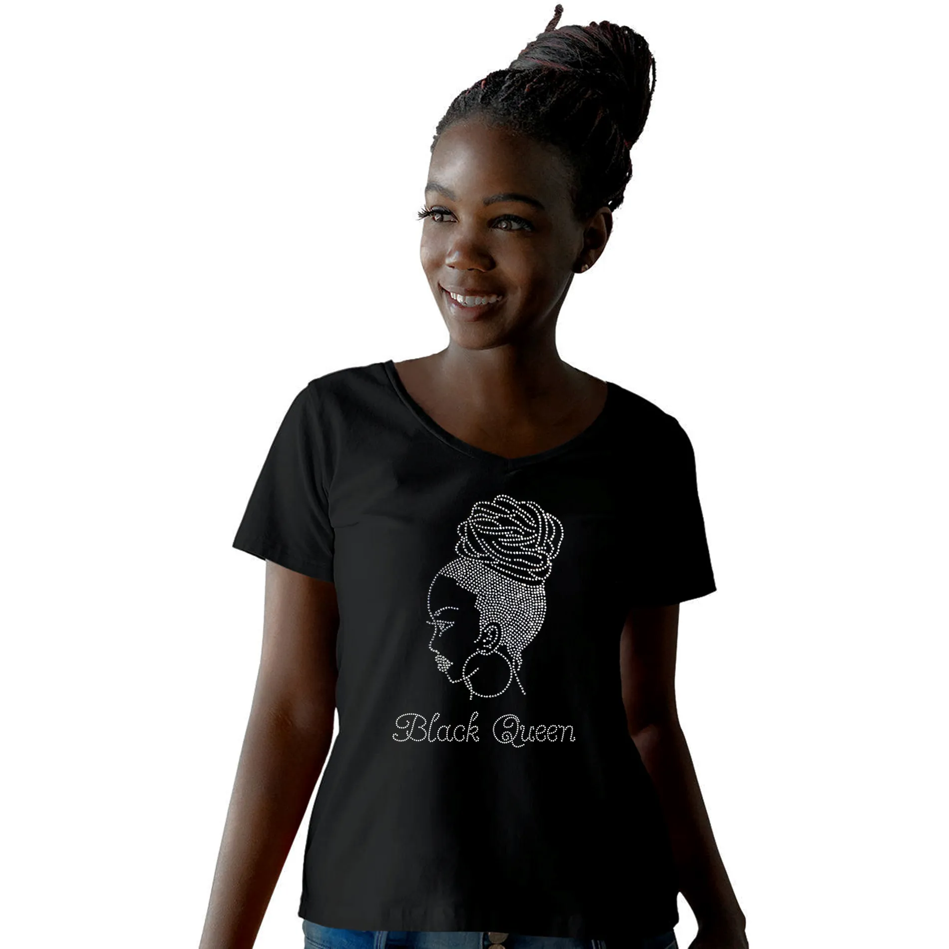 Black Queen Afro Puff Braided T-Shirt