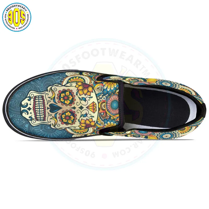 Mandala Skull Slip-on Shoes