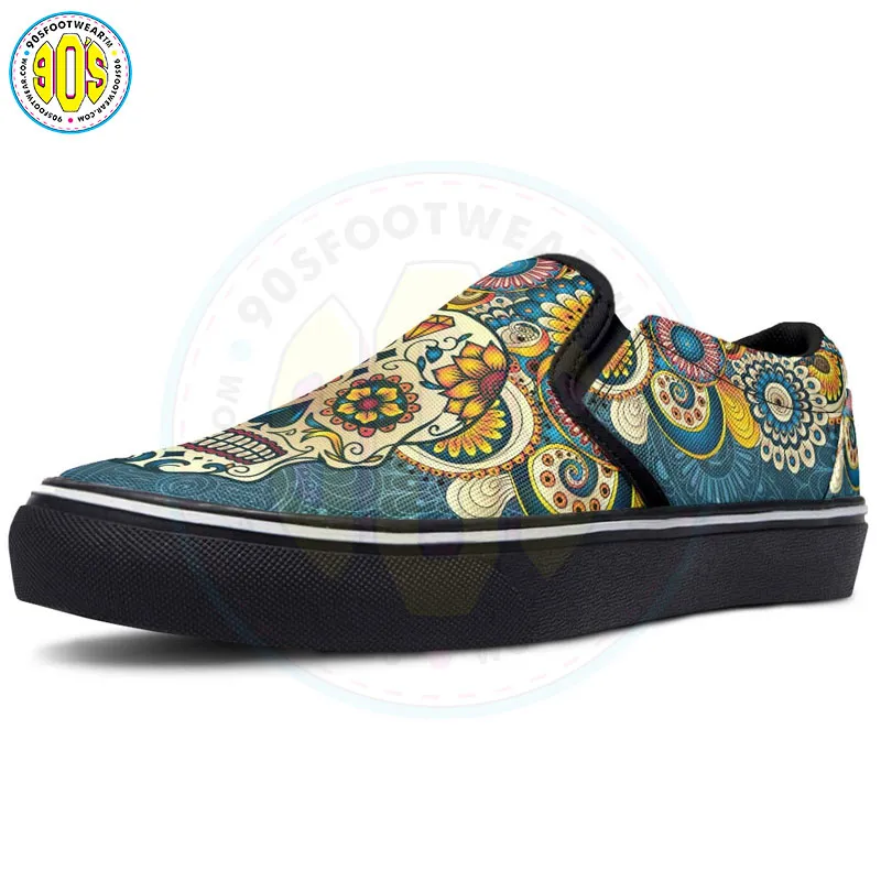 Mandala Skull Slip-on Shoes