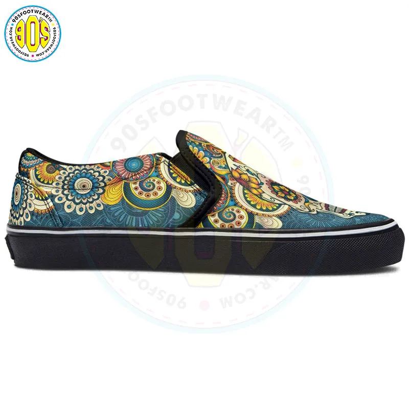 Mandala Skull Slip-on Shoes