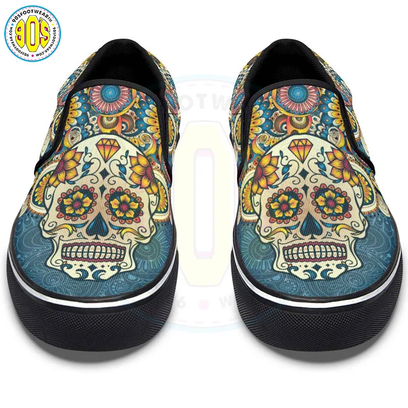 Mandala Skull Slip-on Shoes