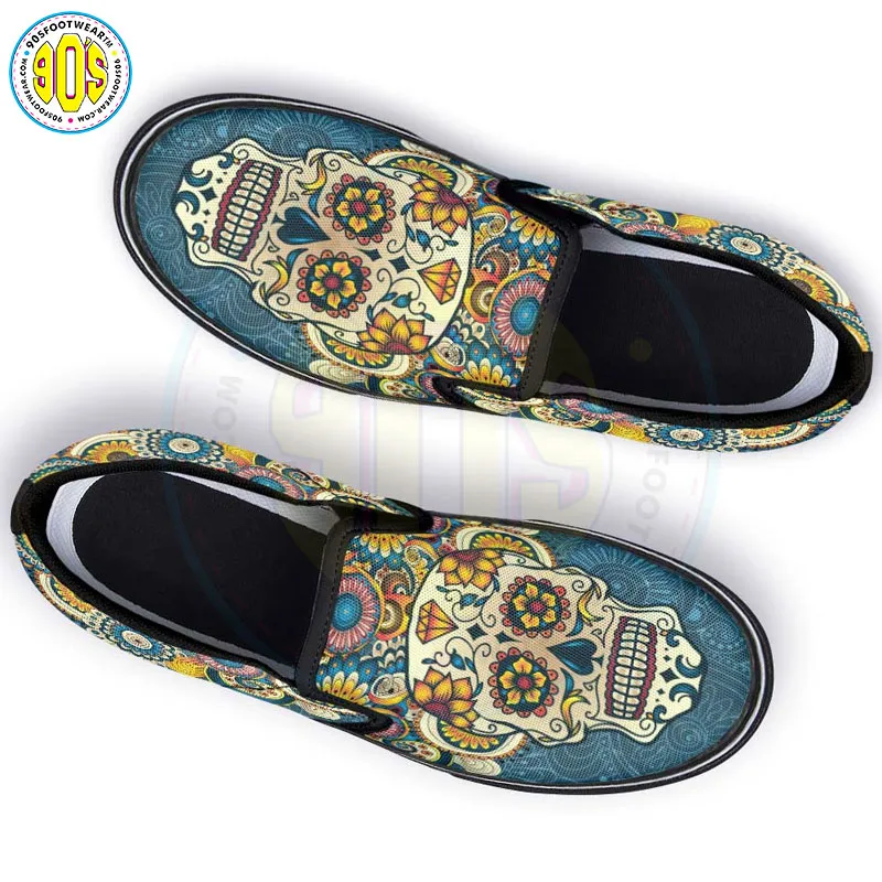 Mandala Skull Slip-on Shoes