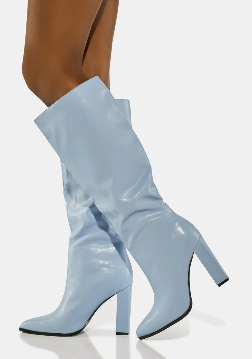 Blue Posie Knee High Boots