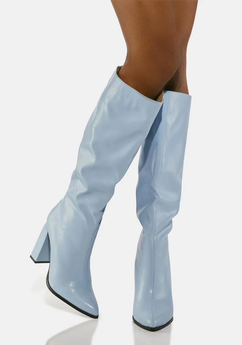 Blue Posie Knee High Boots