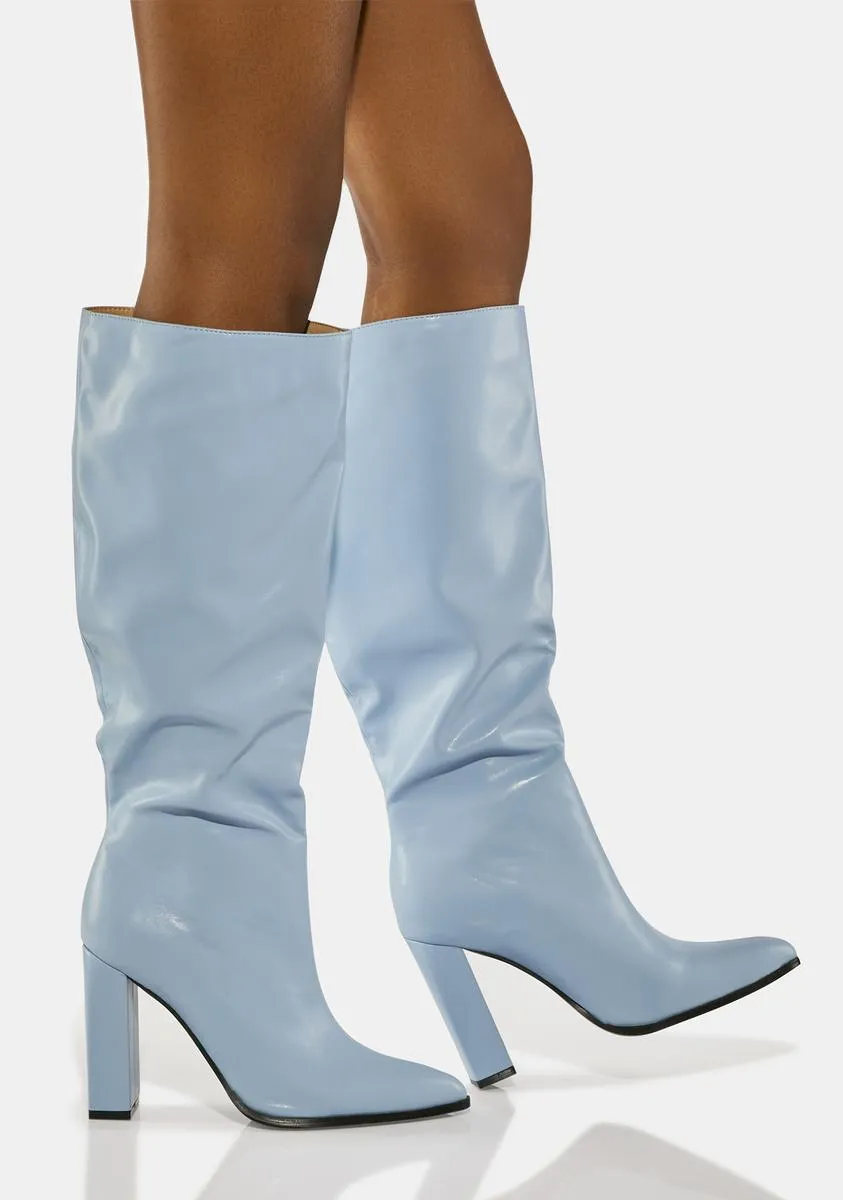 Blue Posie Knee High Boots