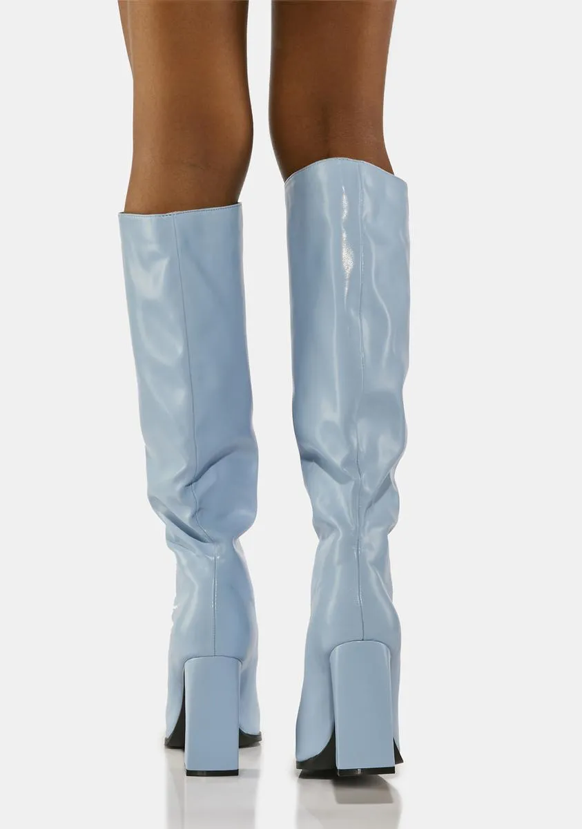 Blue Posie Knee High Boots