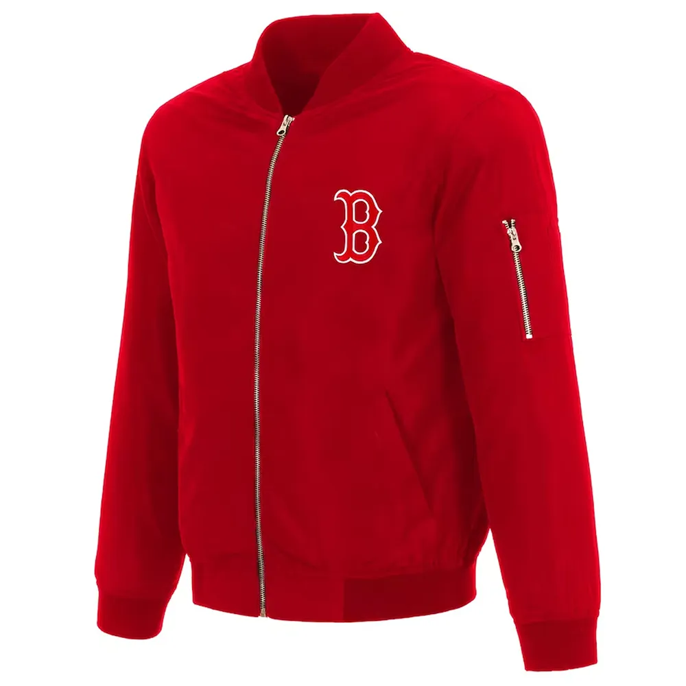 Boston Red Sox Red Nylon Bomber Jacket