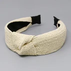 Braided Headband with Front Knot in Raffia