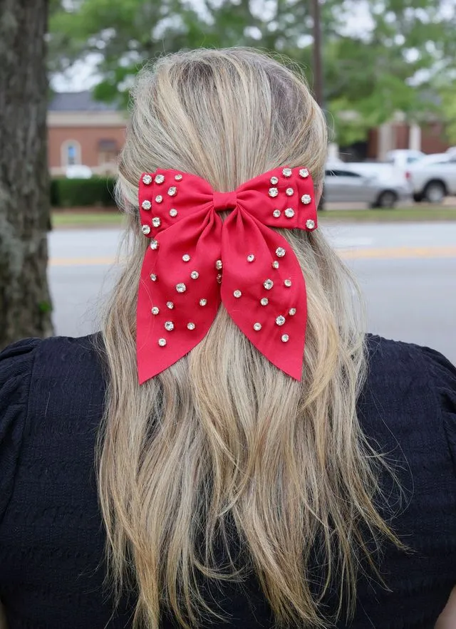 Red Brett CZ Hair Bow