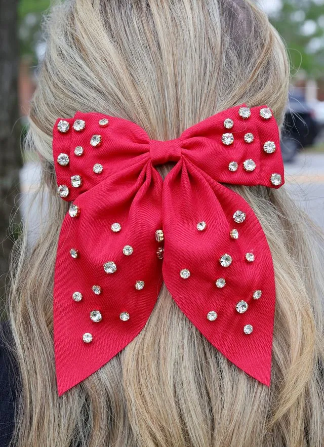 Red Brett CZ Hair Bow